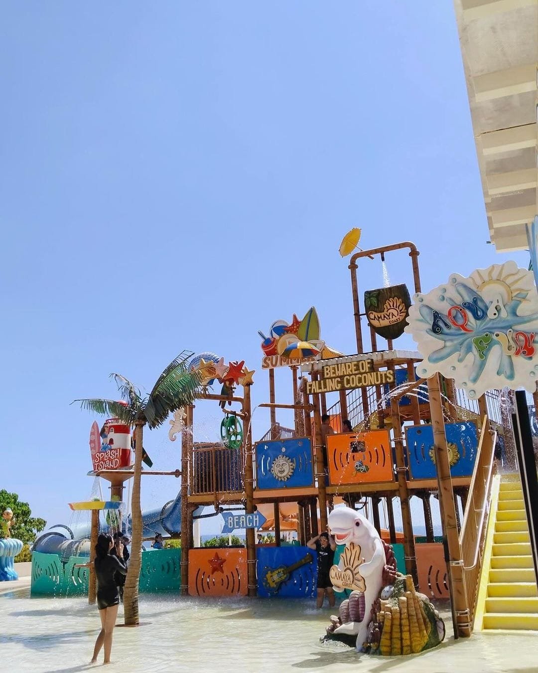 Aqua Fun Water Park inflatable slides and pool at Camaya Coast resort in Mariveles Bataan