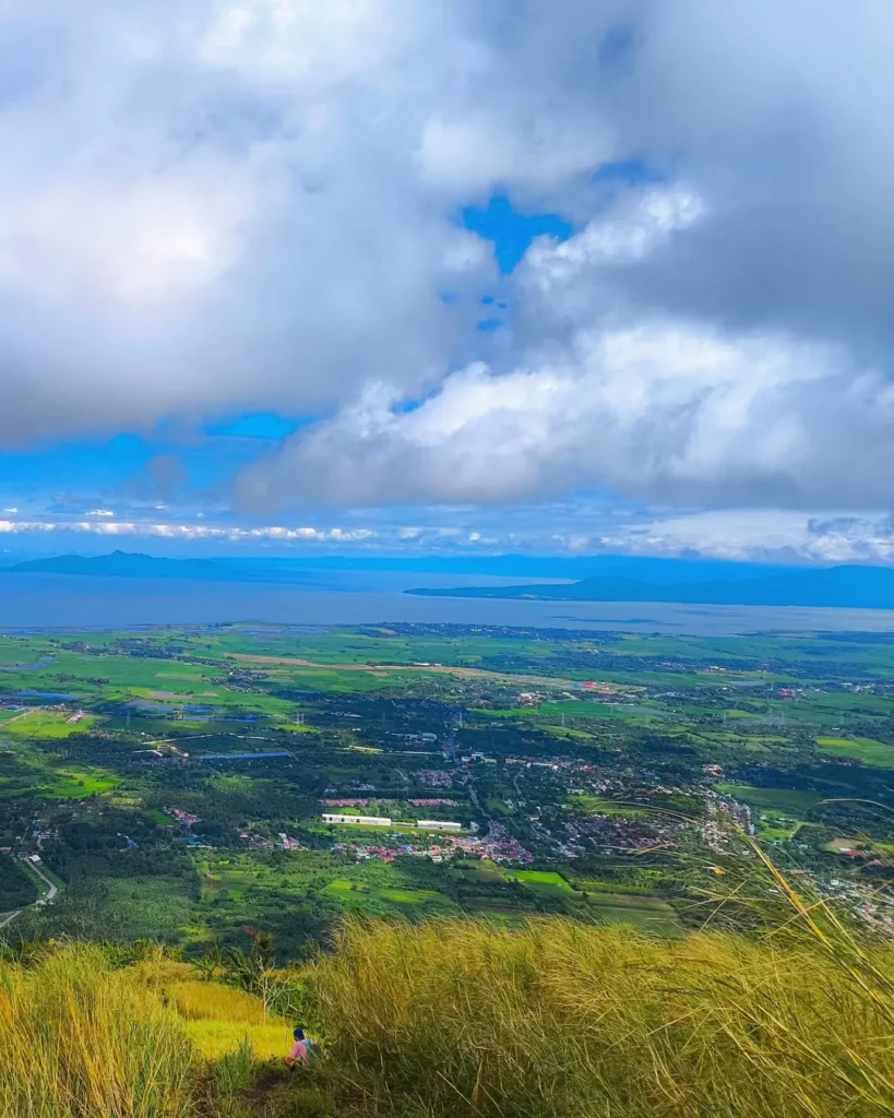 Rest area beneath large mango tree on the Mt. Kalisungan trail with Laguna Lake view