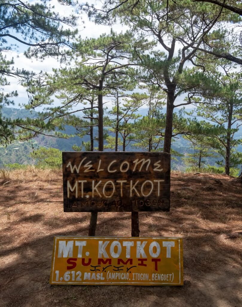 Mt. Kotkot summit ridge at sunrise, open grassland and Benguet pine forest stretching into the Cordillera horizon, Itogon