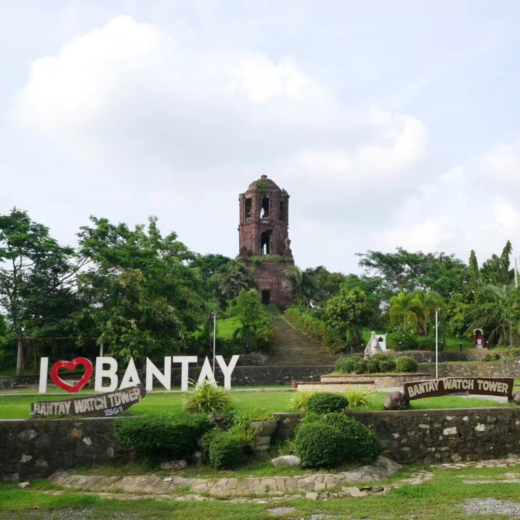 Historic bronze bells inside the belfry of Bantay Bell Tower in the Philippines