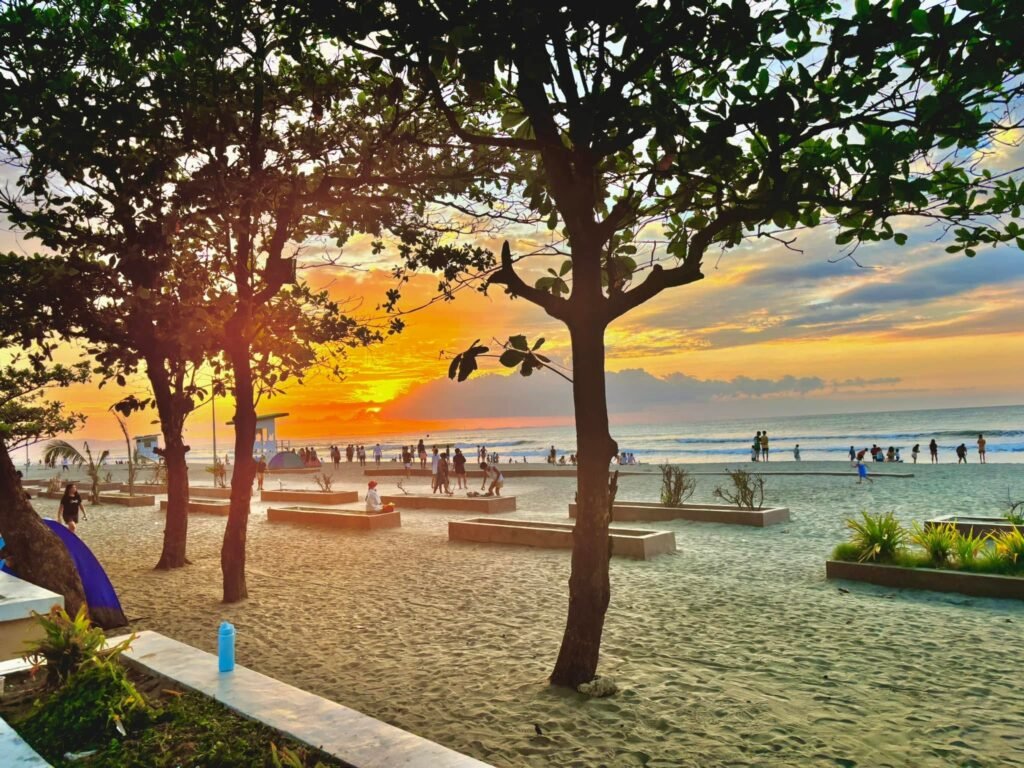 Wide view of Tondaligan Beach shoreline along Lingayen Gulf in Dagupan City, Pangasinan, Philippines